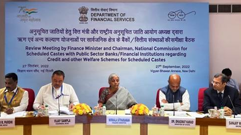 FM chairs performance review of Credit and other Welfare Schemes for SC in PSBs